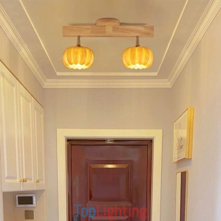 Double Small Pumpkin Flush Mount Japanese Retro Ceiling Light Double Small Pumpkin Flush Mount Japanese Retro Ceiling Light