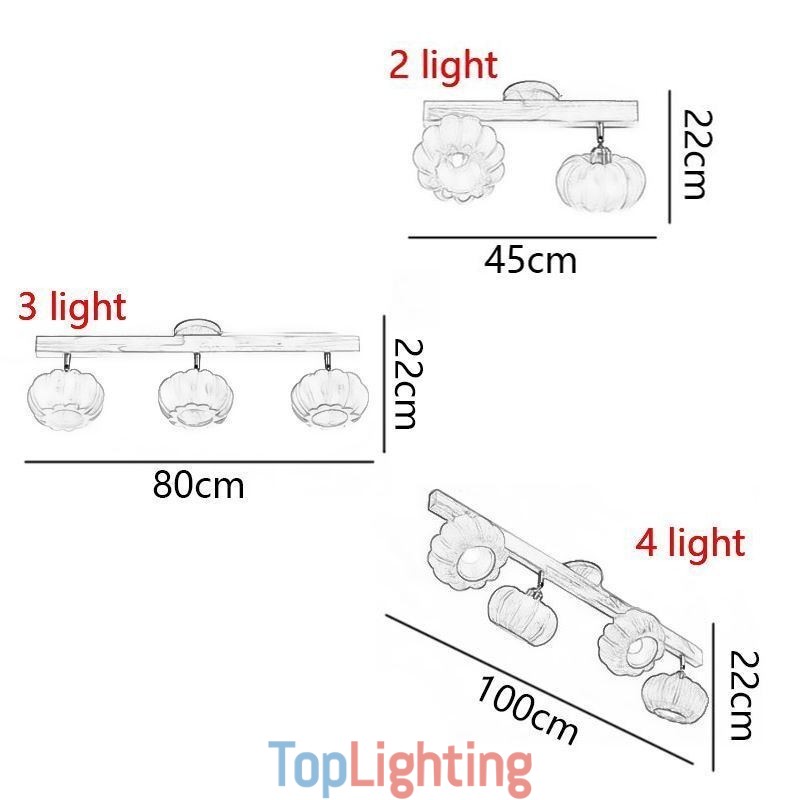 Double Small Pumpkin Flush Mount Japanese Retro Ceiling Light