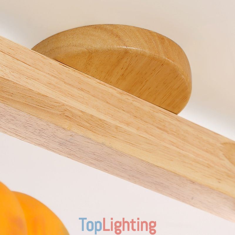 Double Small Pumpkin Flush Mount Japanese Retro Ceiling Light
