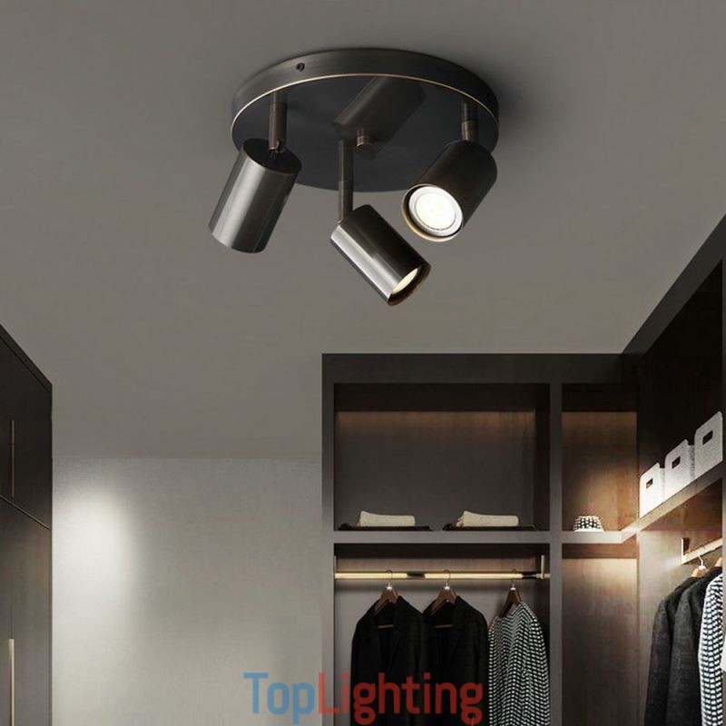 Modern Flush Mount Golden Black Flush Mount with 3 Lights Copper Art Home Lighting
