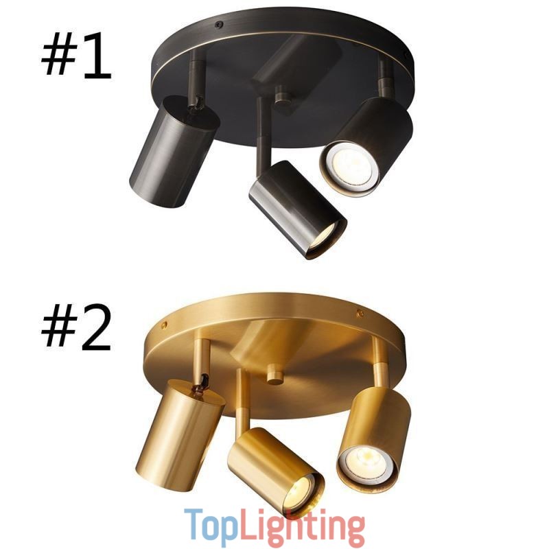 Modern Flush Mount Golden Black Flush Mount with 3 Lights Copper Art Home Lighting