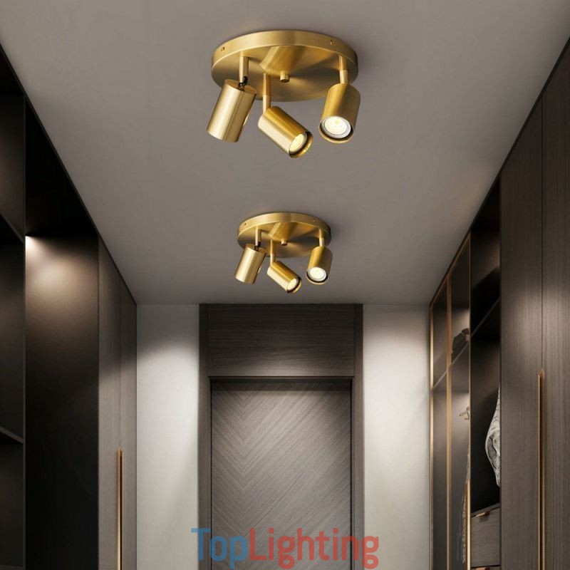 Modern Flush Mount Golden Black Flush Mount with 3 Lights Copper Art Home Lighting