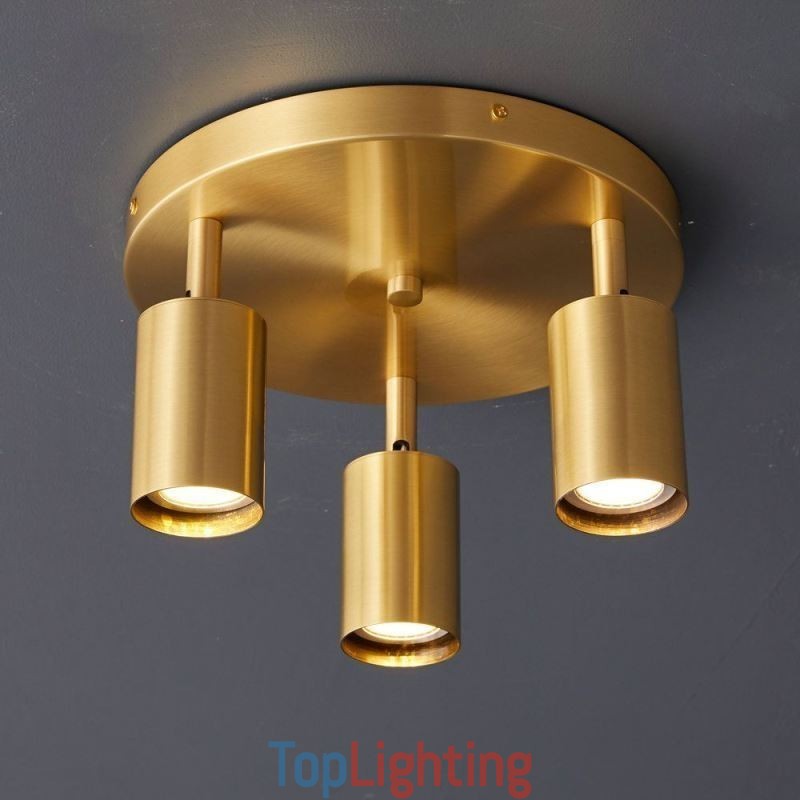 Modern Flush Mount Golden Black Flush Mount with 3 Lights Copper Art Home Lighting