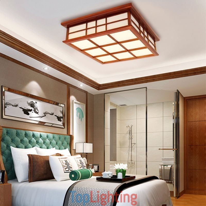 Retro Style Ceiling Light Wooden Flush Mount
