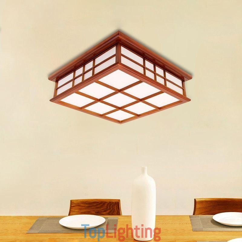 Retro Style Ceiling Light Wooden Flush Mount