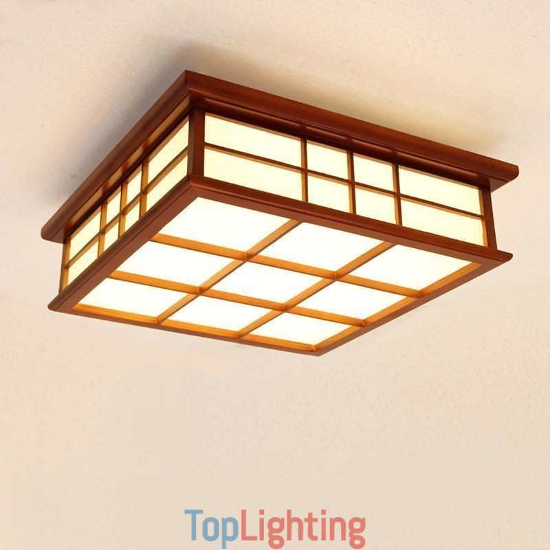 Retro Style Ceiling Light Wooden Flush Mount