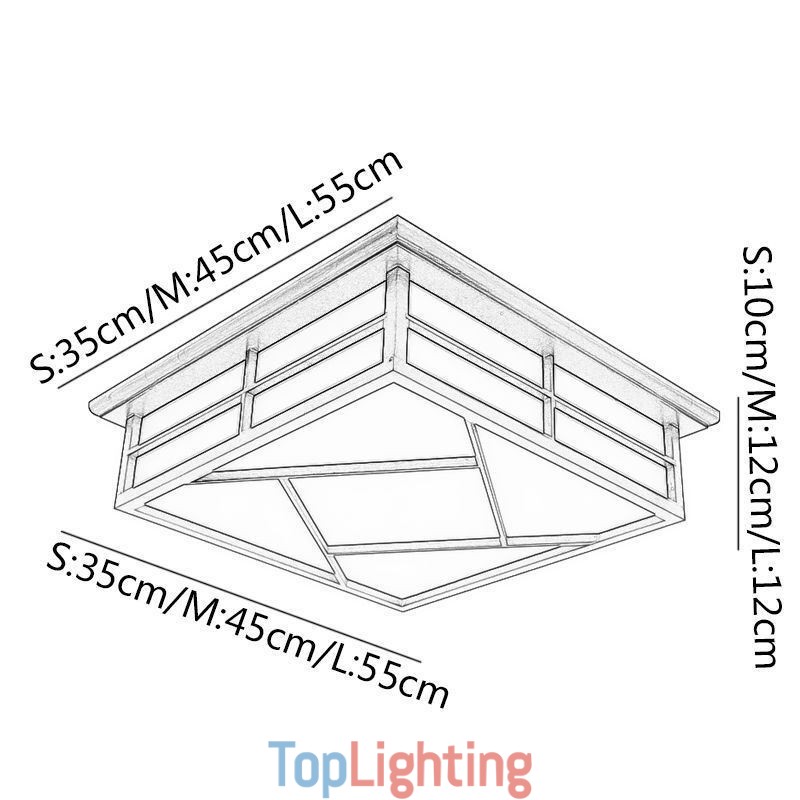 Retro Style Ceiling Light Square Flush Mount