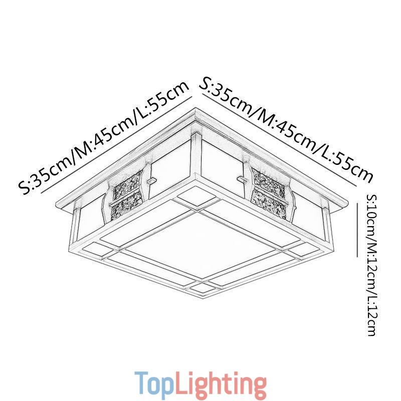 Retro Wooden Flush Mount Square Ceiling Light