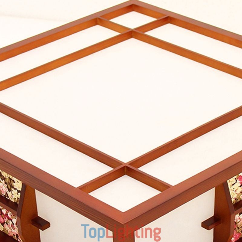 Retro Wooden Flush Mount Square Ceiling Light