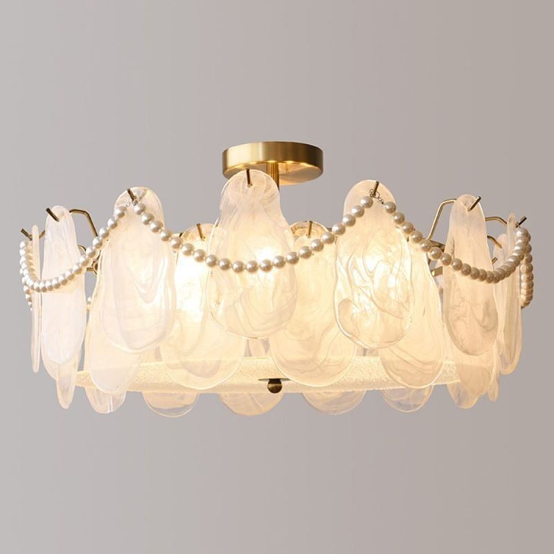 European Iron Ceiling Light Elegant Glass Ceiling Lamp
