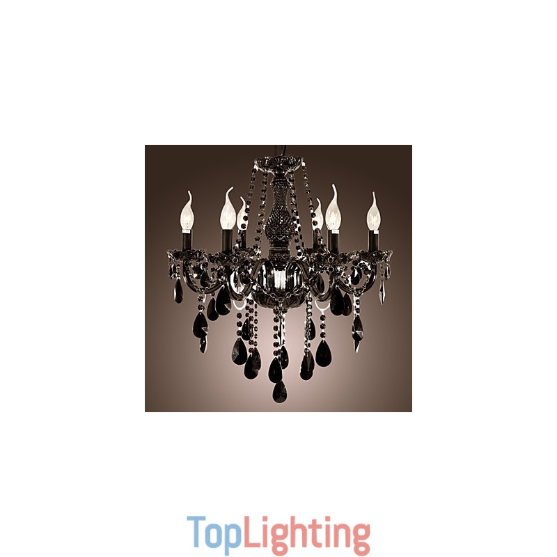 Chandelier Black Crystal Modern 6 Lights