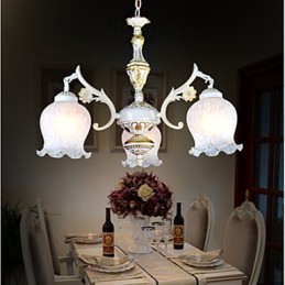 Chandelier Three Lights White European Retro Classic