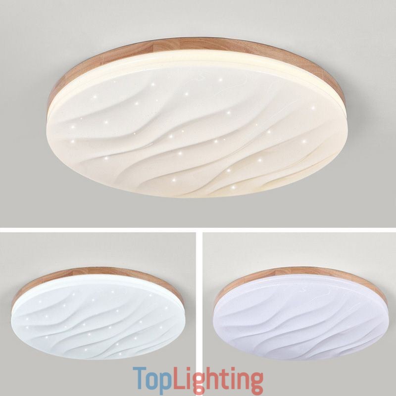 Japanese Wood Ceiling Light Acrylic Round Corrugated Ceiling Lamp