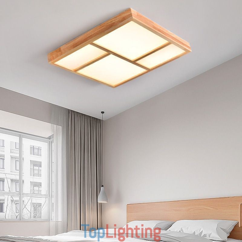 Japanese Acrylic Ceiling Light Geometric Wood Ceiling Lamp