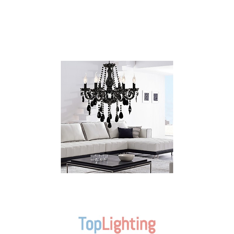 Chandelier Black Crystal Modern 6 Lights