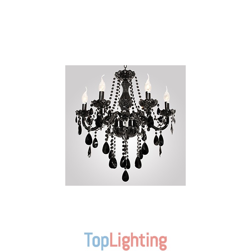 Chandelier Black Crystal Modern 6 Lights