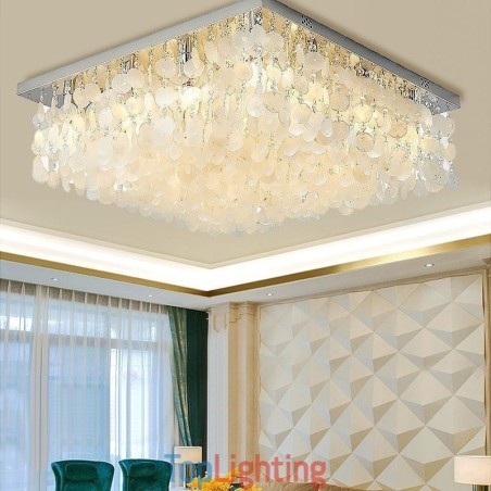 Modern White Shell Ceiling Light Fixture Flush Mount Chandelier Modern White Shell Ceiling Light Fixture Flush Mount Chandelier