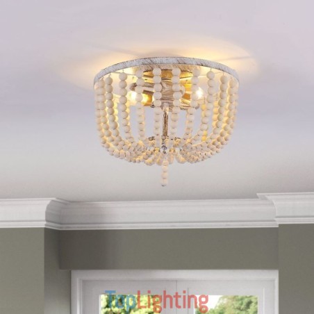 Farmhouse Wood Beaded Flush Mount Celling Light 3 Light Fixture Farmhouse Wood Beaded Flush Mount Celling Light 3 Light Fixture
