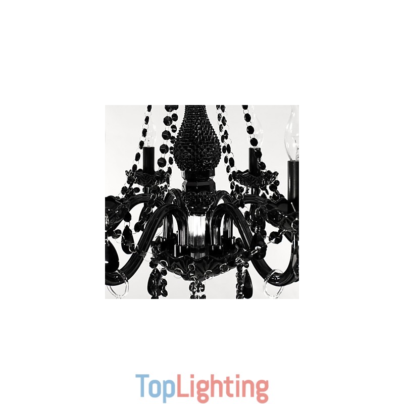 Chandelier Black Crystal Modern 6 Lights