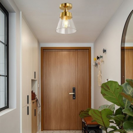 Contemporary Glass Flush Ceiling Light 1 Light Brass Finish Contemporary Glass Flush Ceiling Light 1 Light Brass Finish
