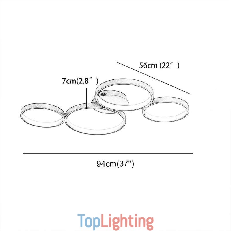 Ceiling Lamp 7200LM 4 Rings Lighting Fixture