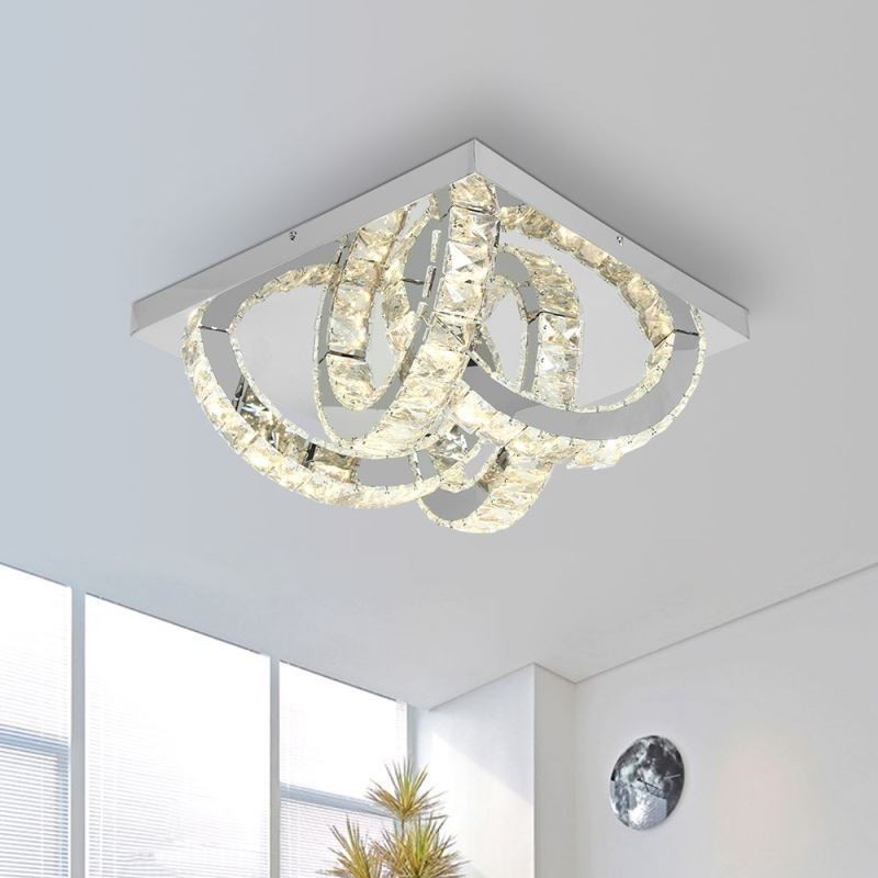Semi Ring Flush Mount Crystal Ceiling Light