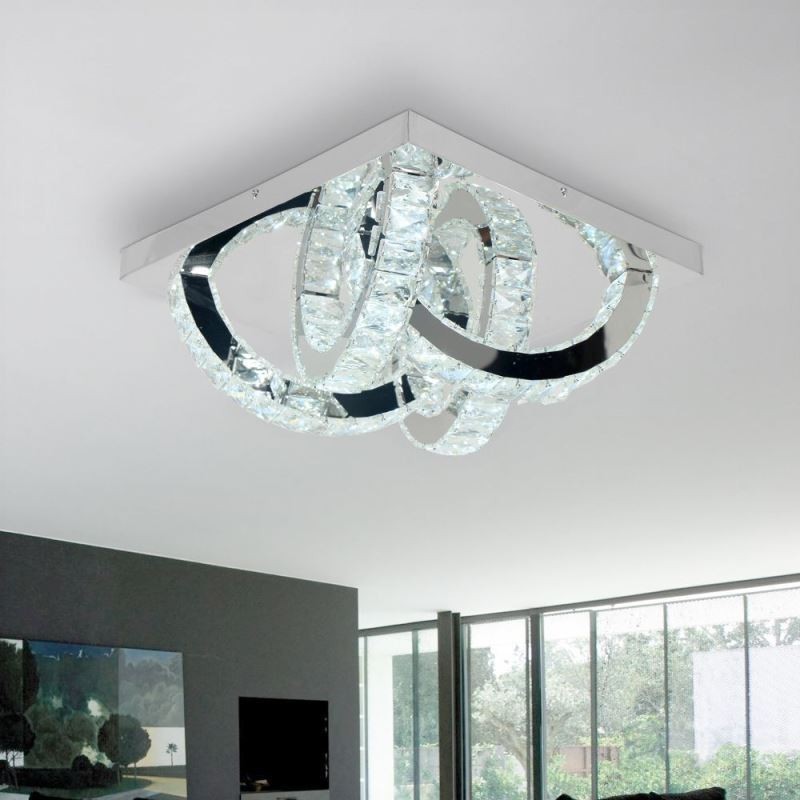 Semi Ring Flush Mount Crystal Ceiling Light