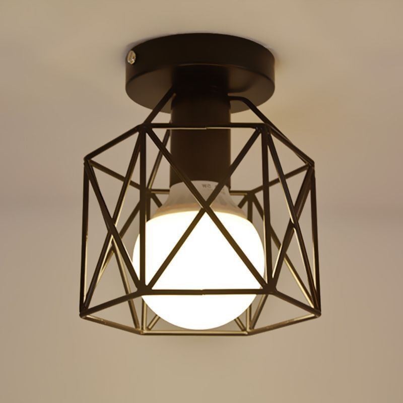 Metal Cage Flush Mount Ceiling Light