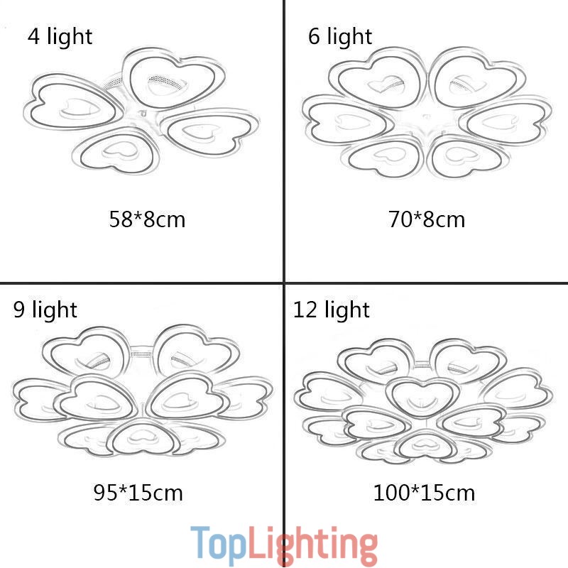 Heart Shaped Petal Ceiling Light Flush Mount