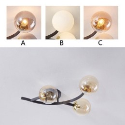 Modern Minimalist Branch Flush Mount Glass Globe Ceiling Light