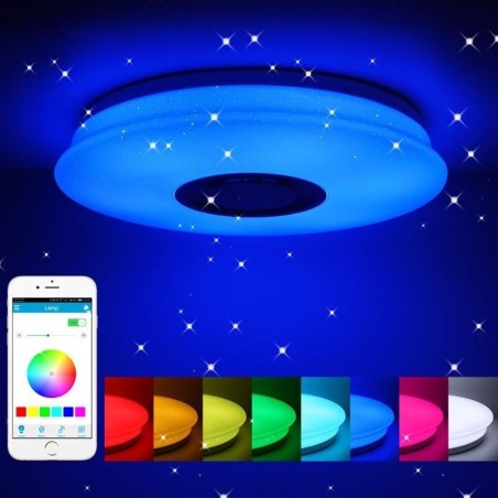 Flush Mount Colorful Ceiling Lamp with Bluetooth Music Speaker Timing Function Flush Mount Colorful Ceiling Lamp with Bluetooth Music Speaker Timing Function