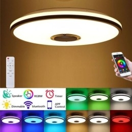 Flush Mount Colorful Ceiling Light with Bluetooth Music Speaker Timing Function