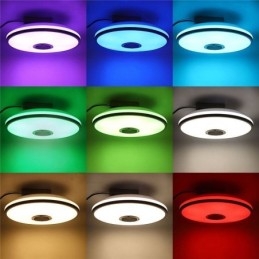 Flush Mount Colorful Ceiling Light with Bluetooth Music Speaker Timing Function