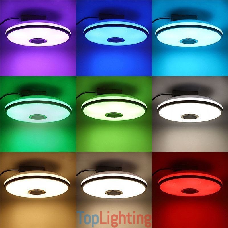 Flush Mount Colorful Ceiling Light with Bluetooth Music Speaker Timing Function