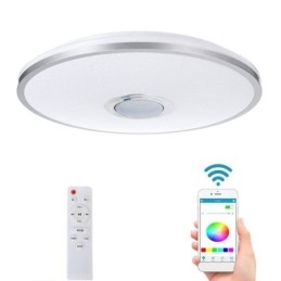 Flush Mount Colorful Ceiling Light with Bluetooth Music Speaker Timing Function