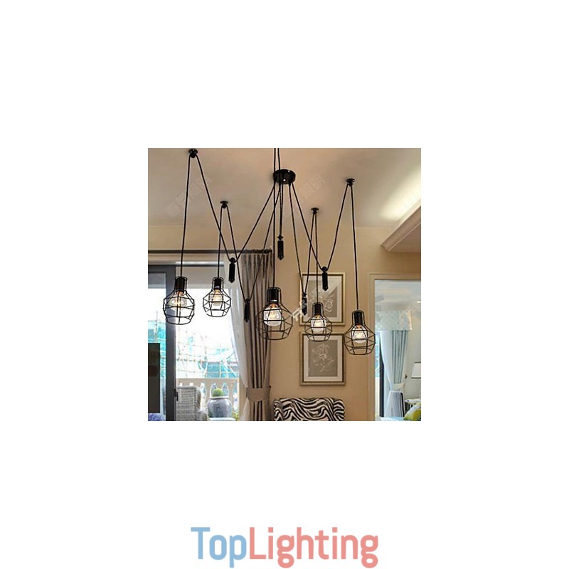 Dining Sitting Chandelier American Country Lamps And Lanterns Lift Tiny Cages Droplight