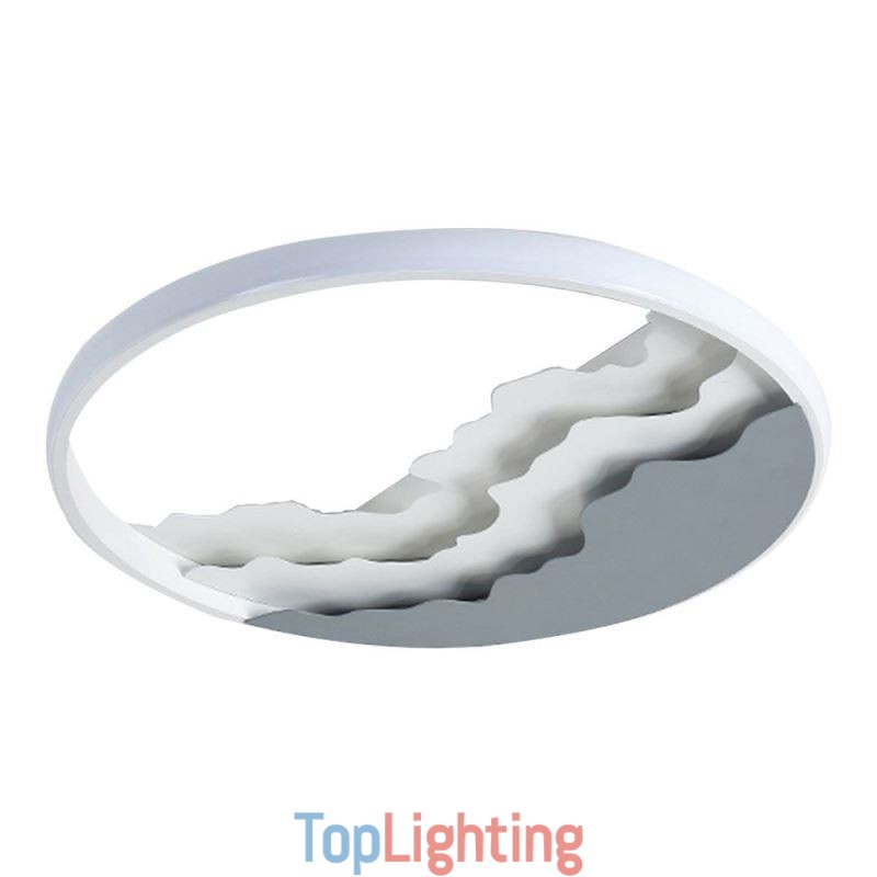 Round Flush Mount Unique Wave Shaped Acrylic Ceiling Light
