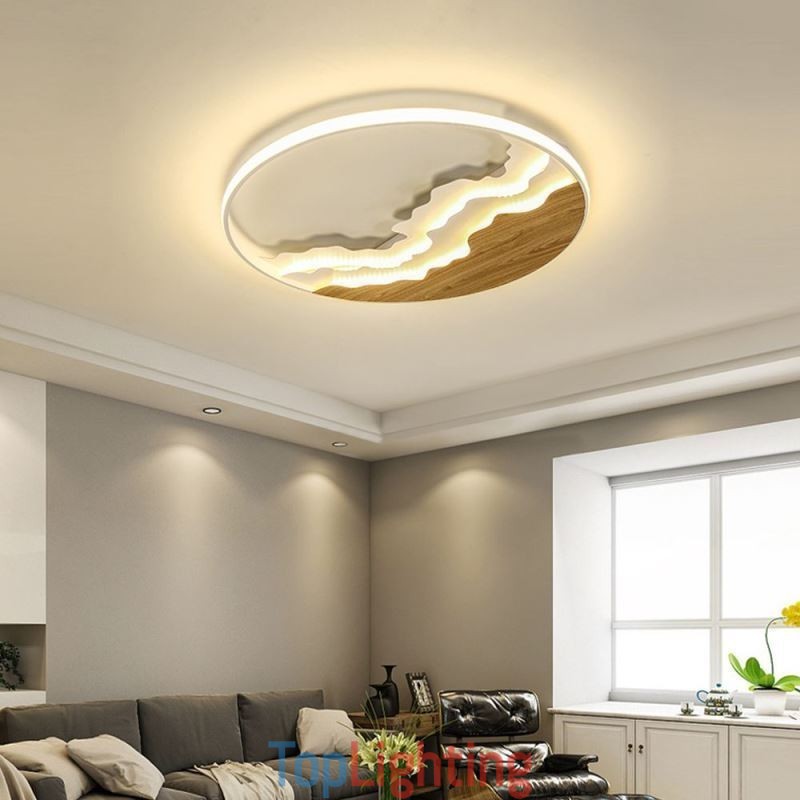 Round Flush Mount Unique Wave Shaped Acrylic Ceiling Light
