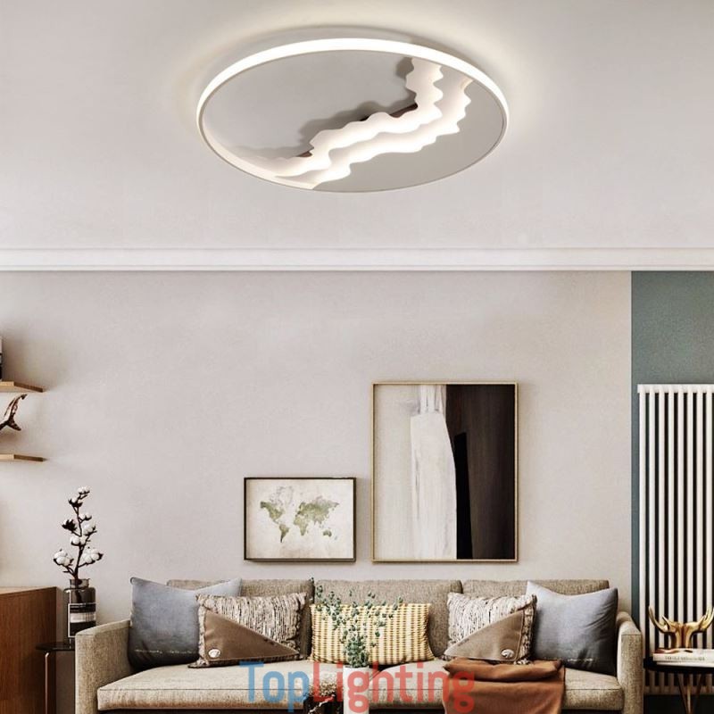 Round Flush Mount Unique Wave Shaped Acrylic Ceiling Light