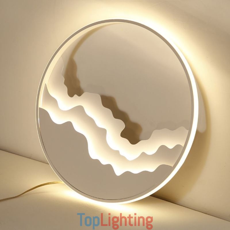 Round Flush Mount Unique Wave Shaped Acrylic Ceiling Light