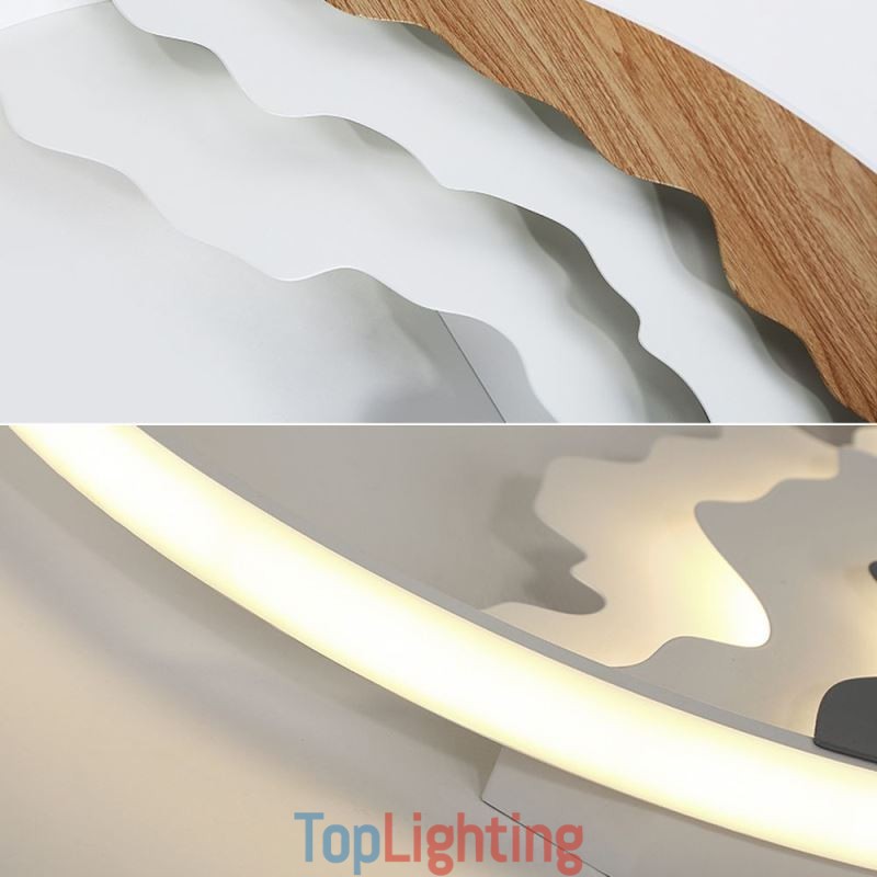 Round Flush Mount Unique Wave Shaped Acrylic Ceiling Light
