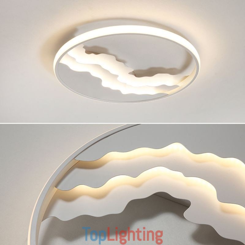 Round Flush Mount Unique Wave Shaped Acrylic Ceiling Light