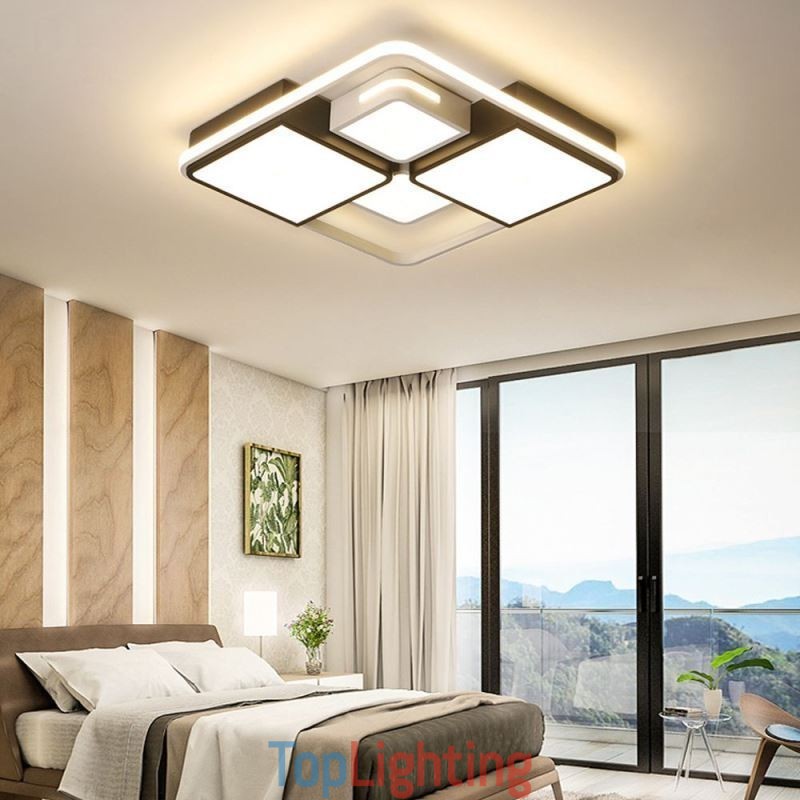 Modern Flush Mount Ceiling Light Acrylic Square Black and White Light Fixture