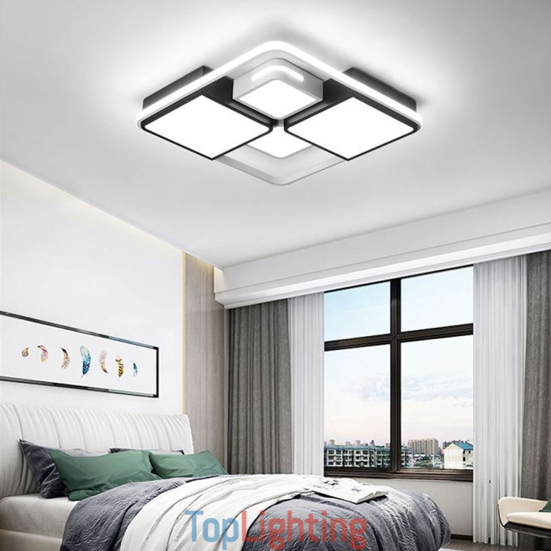 Modern Flush Mount Ceiling Light Acrylic Square Black and White Light Fixture