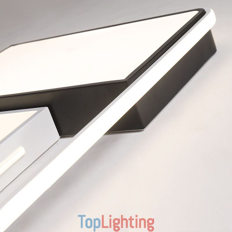 Modern Flush Mount Ceiling Light Acrylic Square Black and White Light Fixture