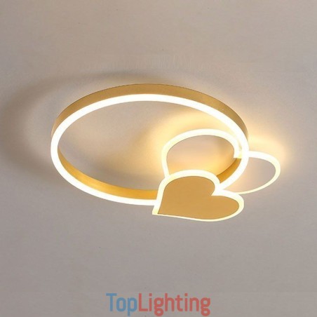 Modern Acrylic Flush Mount Gold Double Heart Ceiling Light Modern Acrylic Flush Mount Gold Double Heart Ceiling Light