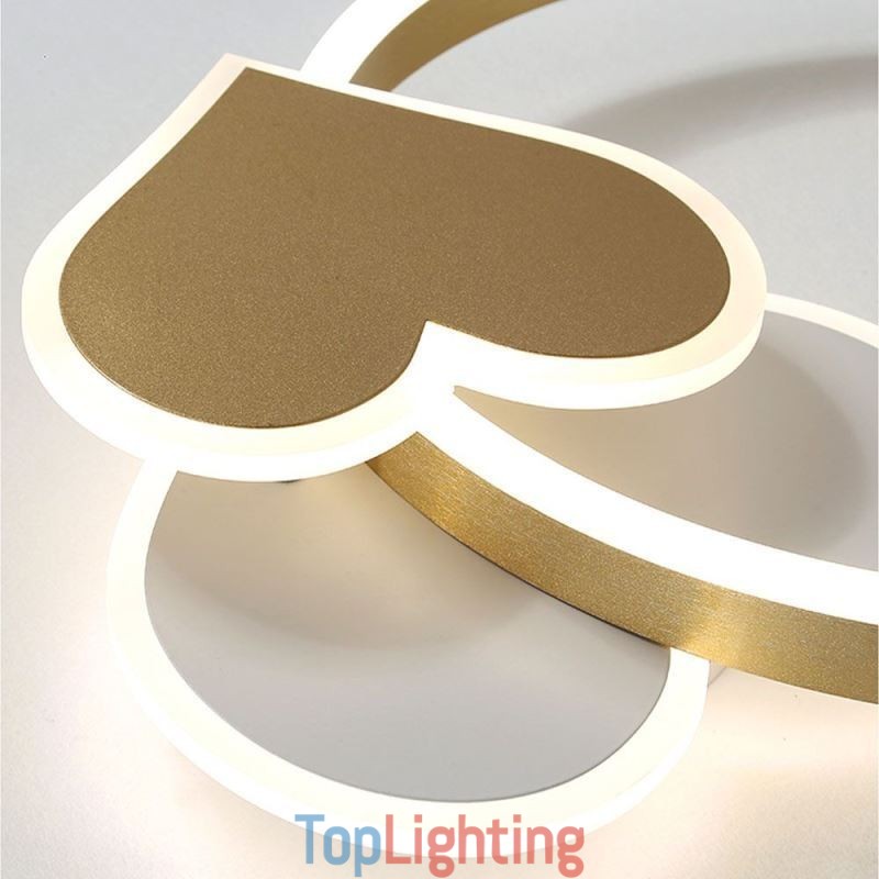 Modern Acrylic Flush Mount Gold Double Heart Ceiling Light