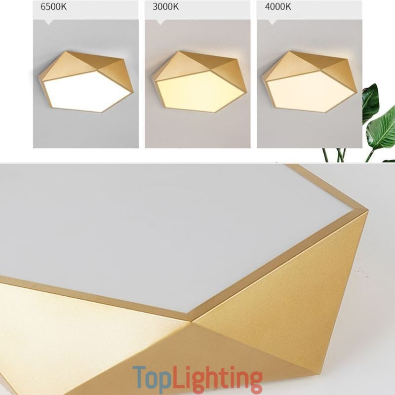 Gold Geometric Flush Mount Acrylic Ceiling Light
