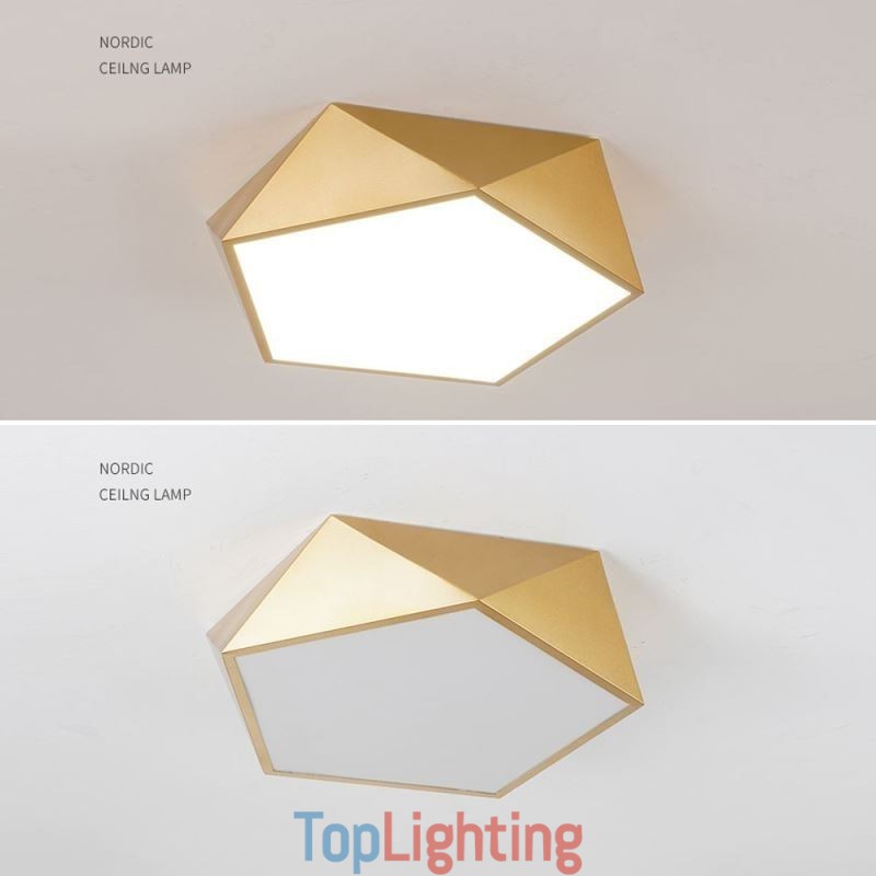 Gold Geometric Flush Mount Acrylic Ceiling Light