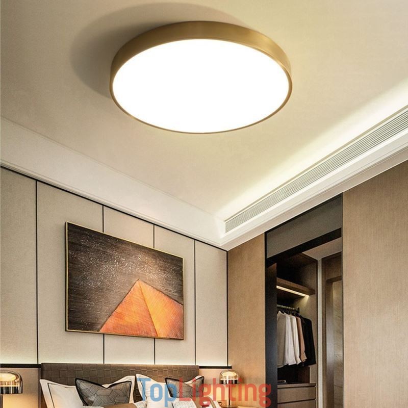 Round Flush Mount Modern Golden Acrylic Ceiling Light